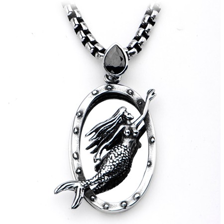 Steel Oval Mermaid Pendant by INOX - SSP0062 - Click Image to Close